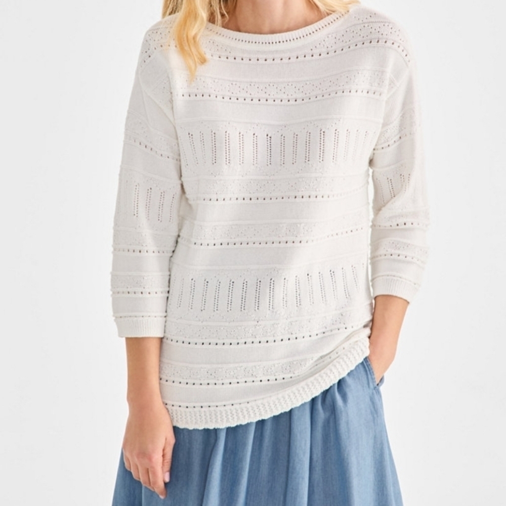 NWT Style & Co. openwork mixed knit sweater,Navy Blue Women's 100% Cotton - Picture 10 of 10
